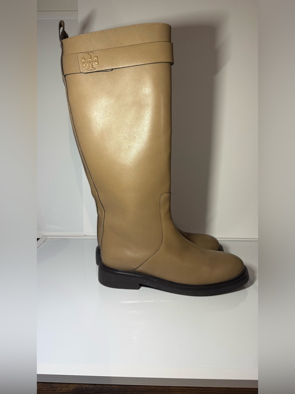 Tory Burch Over-the-Knee Leather Riding Boots in Camel size 7.5